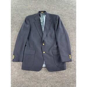 Vintage Stafford Blazer 42L Blue Wool Golden Button Hopsack USA Premium Uniform